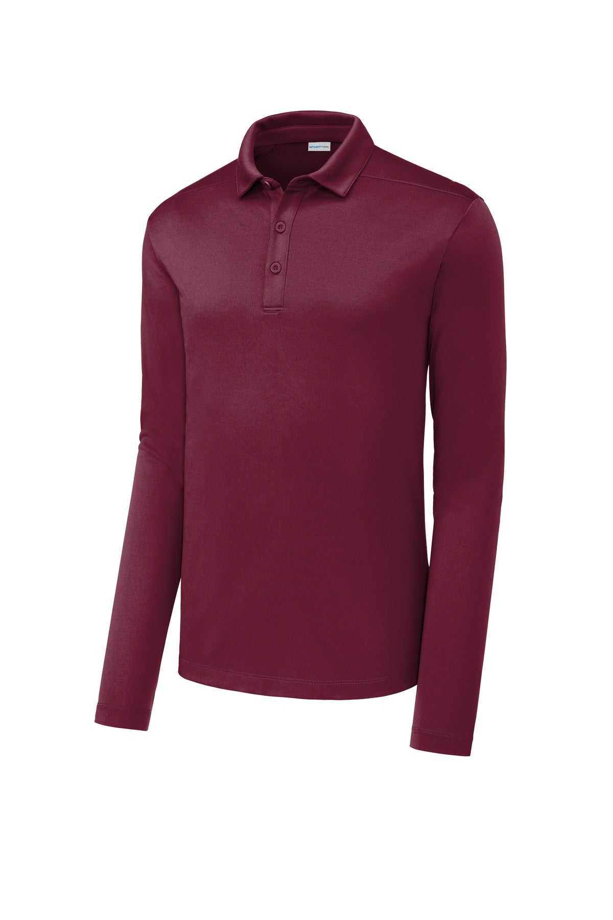 Front View of Cardinal Sport-Tek Posi-UV Pro Long Sleeve Polo. ST520LS