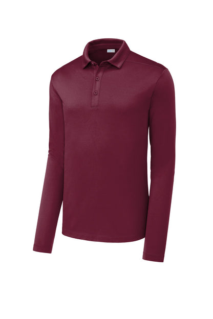 Front View of Cardinal Sport-Tek Posi-UV Pro Long Sleeve Polo. ST520LS