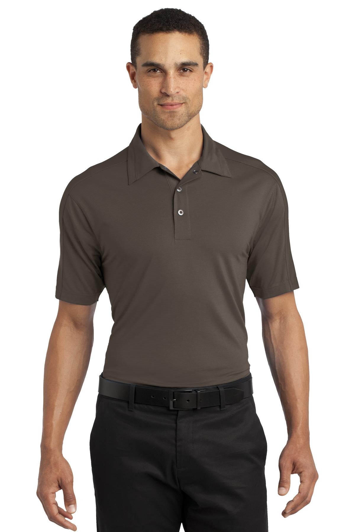 Front View of Cargo Brown OGIO Linear Polo. OG1030