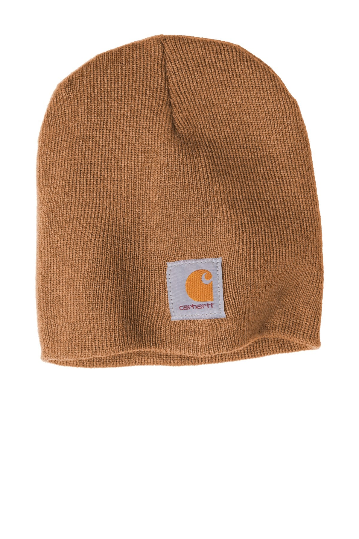 Front View of Carhartt Brown Carhartt Acrylic Knit Hat. CTA205