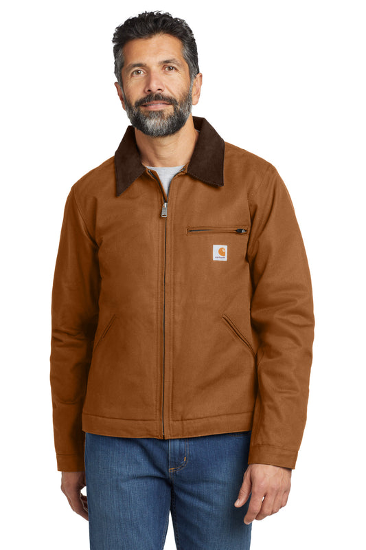 Front View of Carhartt Brown Carhartt Tall Duck Detroit Jacket CTT103828