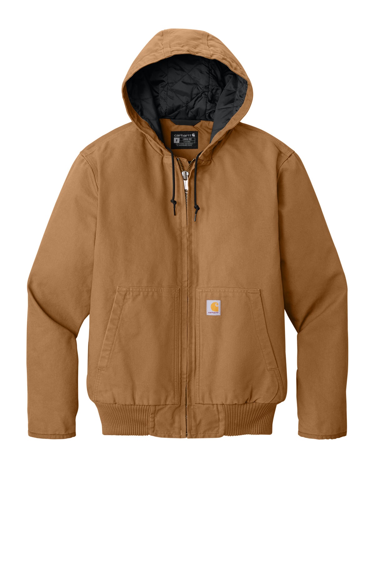Front View of Carhartt Brown Carhartt Washed Duck Active Jac. CT104050