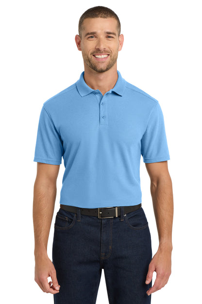 Front View of Carolina Blue Port Authority EZPerformance Pique Polo. K600