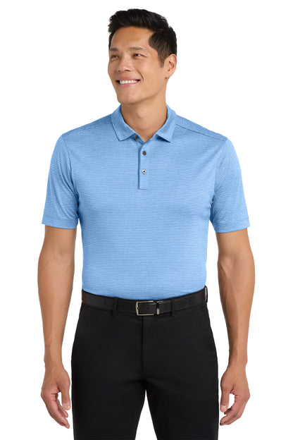 Front View of Carolina Blue Port Authority Shadow Stripe Polo. K585