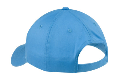 Front View of Carolina Blue Port & Company Six-Panel Twill Cap. CP80