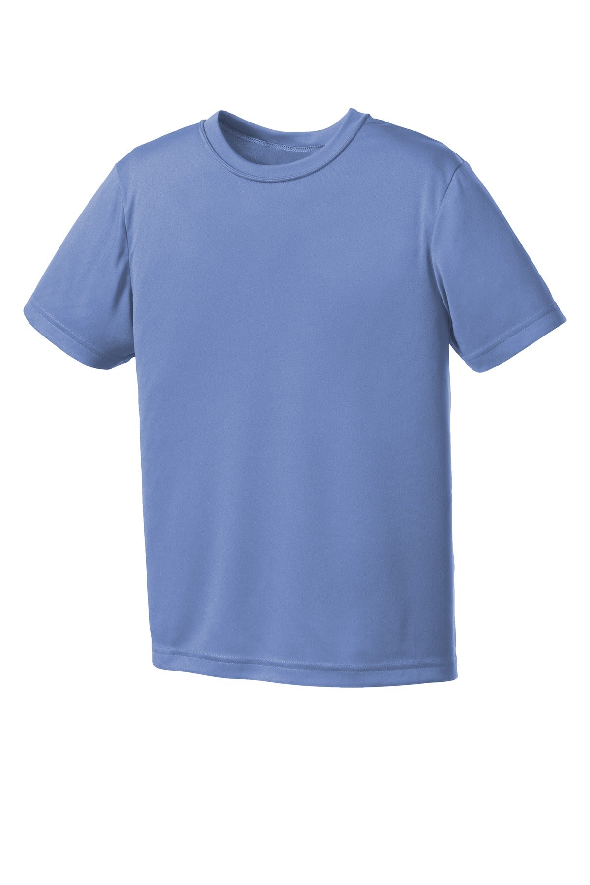 Front View of Carolina Blue Port & Company Youth Performance Tee. PC380Y