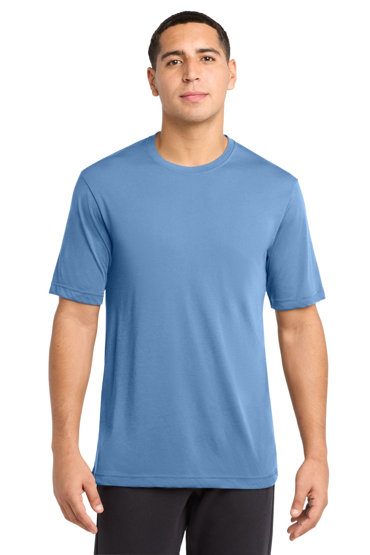 Front View of Carolina Blue Sport-Tek PosiCharge Competitor Cotton Touch Tee. ST450