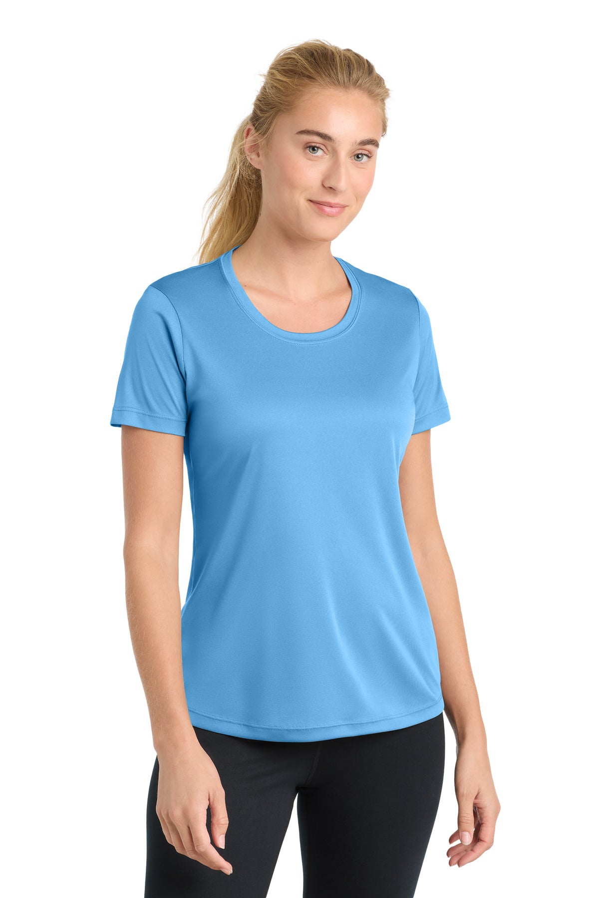 Front View of Carolina Blue Sport-Tek Women's PosiCharge Competitor Tee. LST350