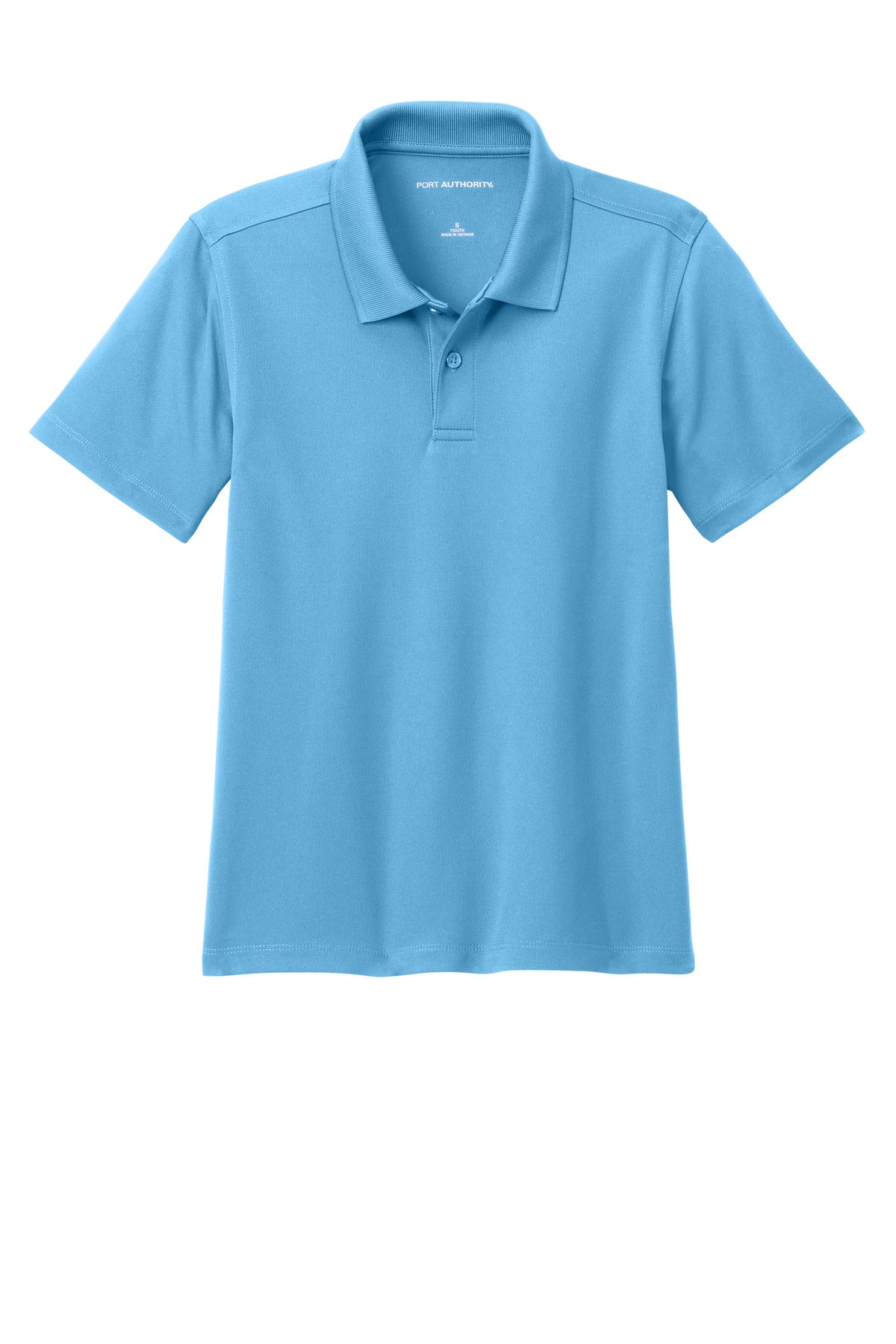 Front View of CarolinaBl Port Authority Youth Dry Zone UV Micro-Mesh Polo Y110