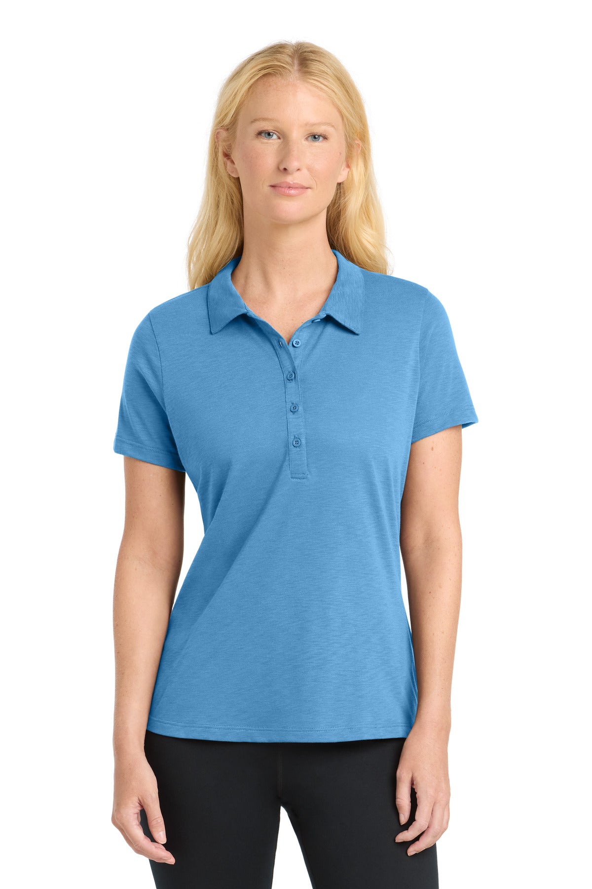 Front View of CarolinaBl Sport-Tek Women's PosiCharge Strive Polo. LST530