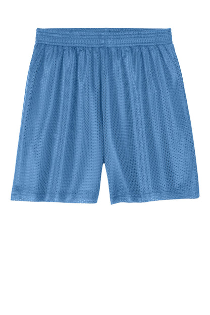 Front View of CarolinaBl Sport-Tek Youth PosiCharge Mesh 5" Short YST5100