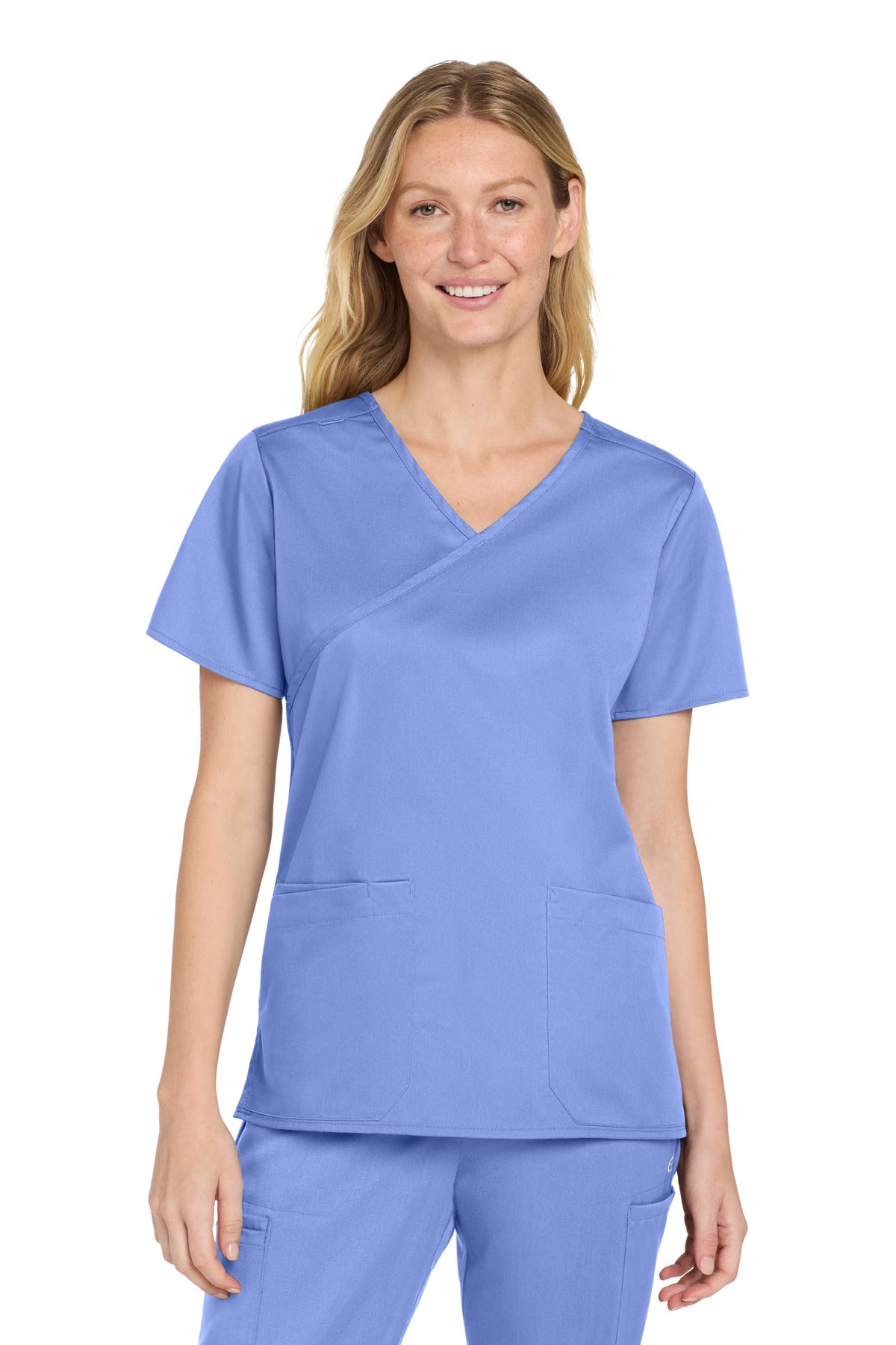 Front View of Ceil Wink Women's WorkFlex Mock Wrap Top WW4760