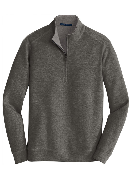 Front View of Char He/MH Gry Port Authority Interlock 1/4-Zip. K807