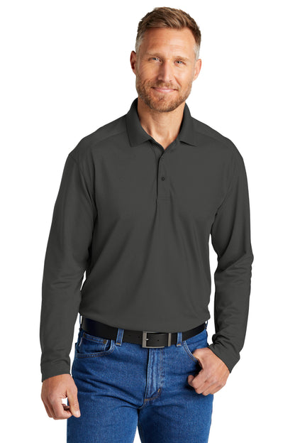 Front View of Charcoal CornerStone Select Lightweight Snag-Proof Long Sleeve Polo CS418LS