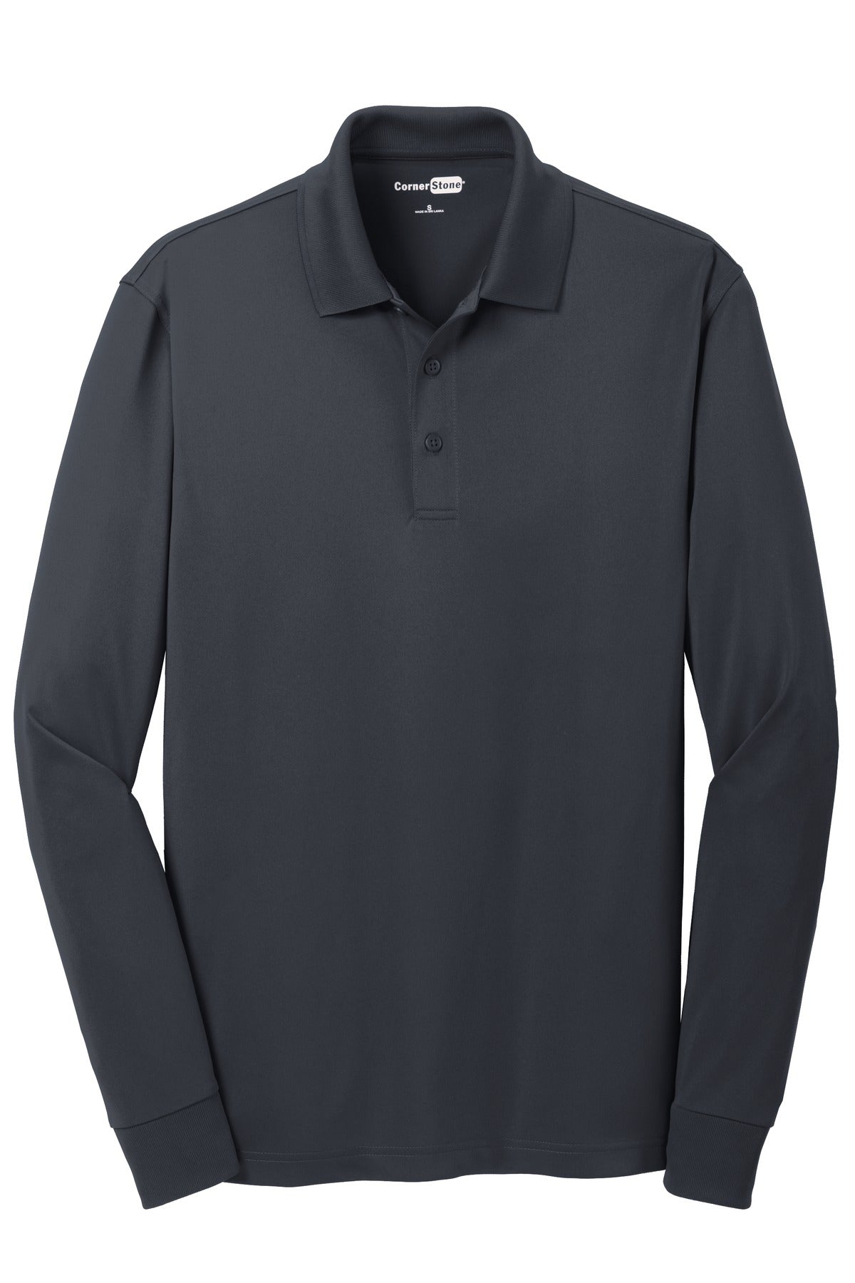 Front View of Charcoal CornerStone Select Snag-Proof Long Sleeve Polo. CS412LS