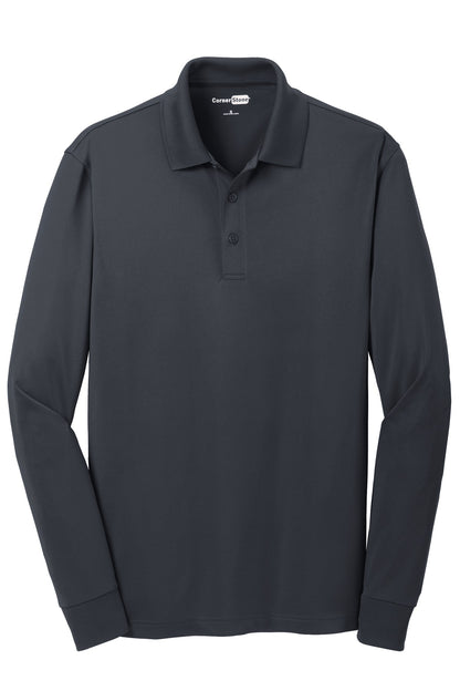 Front View of Charcoal CornerStone Select Snag-Proof Long Sleeve Polo. CS412LS