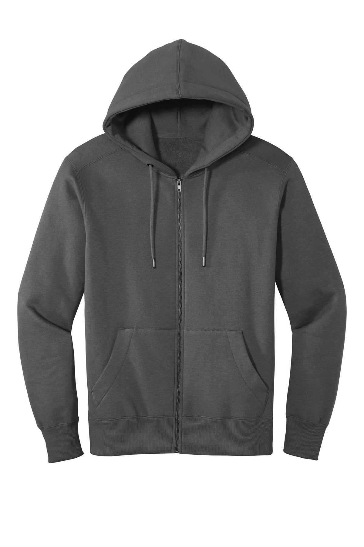 Front View of Charcoal District Perfect Weight Fleece Full-Zip Hoodie DT1103