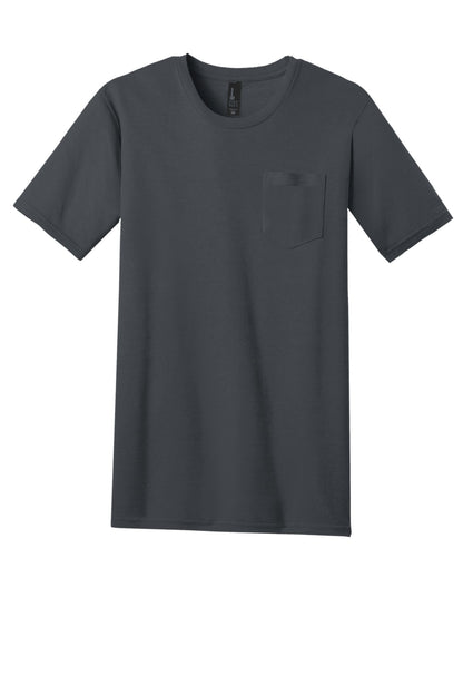 Front View of Charcoal District Very Important Tee with Pocket. DT6000P