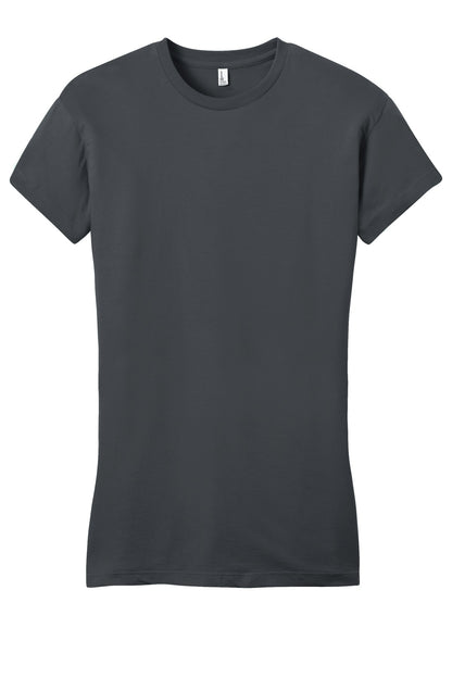 Front View of Charcoal District Women's Fitted Very Important Tee . DT6001