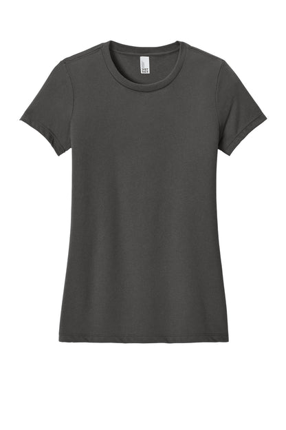Front View of Charcoal District Women's Perfect Blend CVC Tee. DM108L