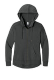 Front View of Charcoal District Women's Perfect Weight Fleece Drop Shoulder Full-Zip Hoodie DT1104