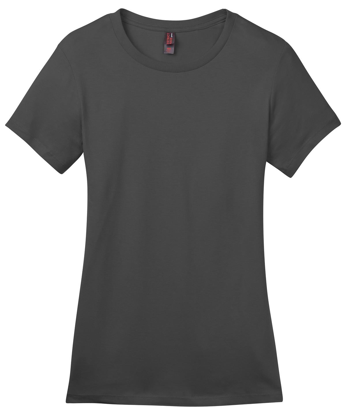 Front View of Charcoal District Women's Perfect Weight Tee. DM104L