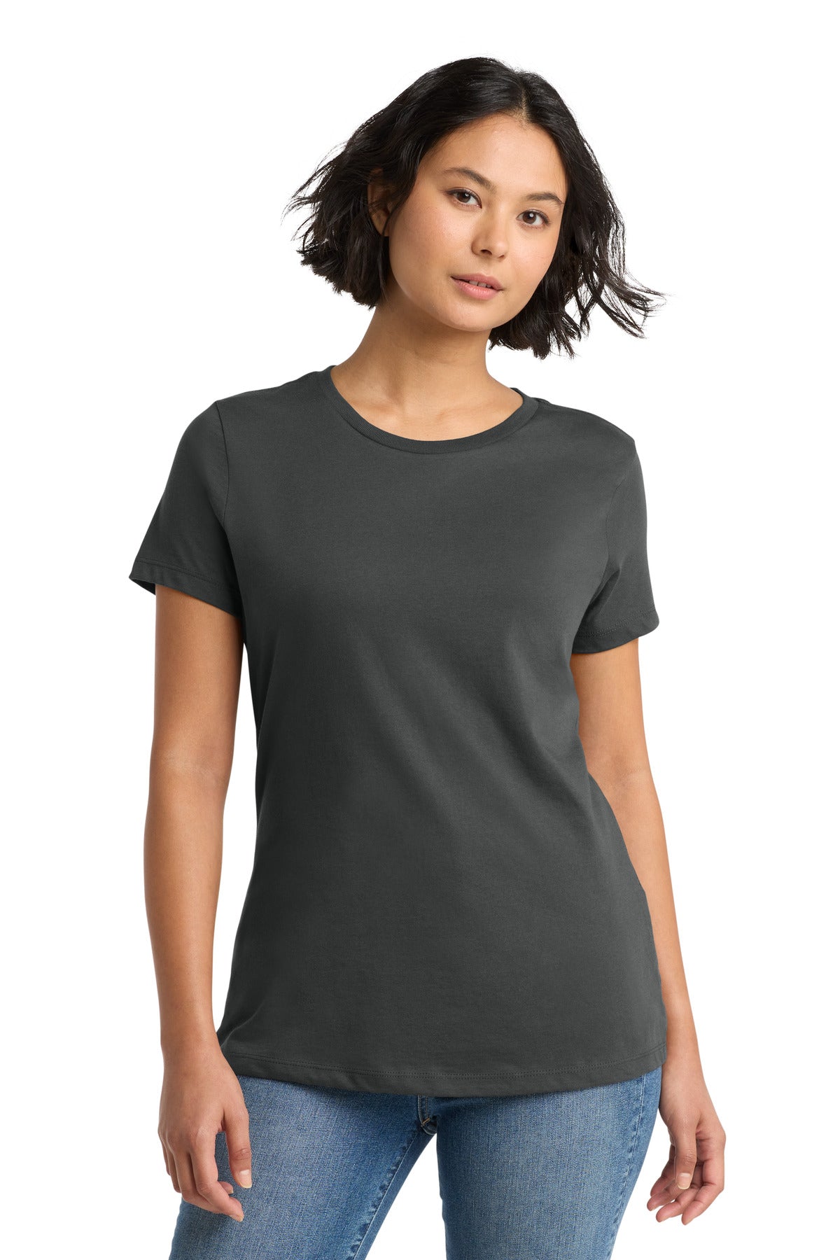 Front View of Charcoal District Women's Perfect Weight Tee. DM104L