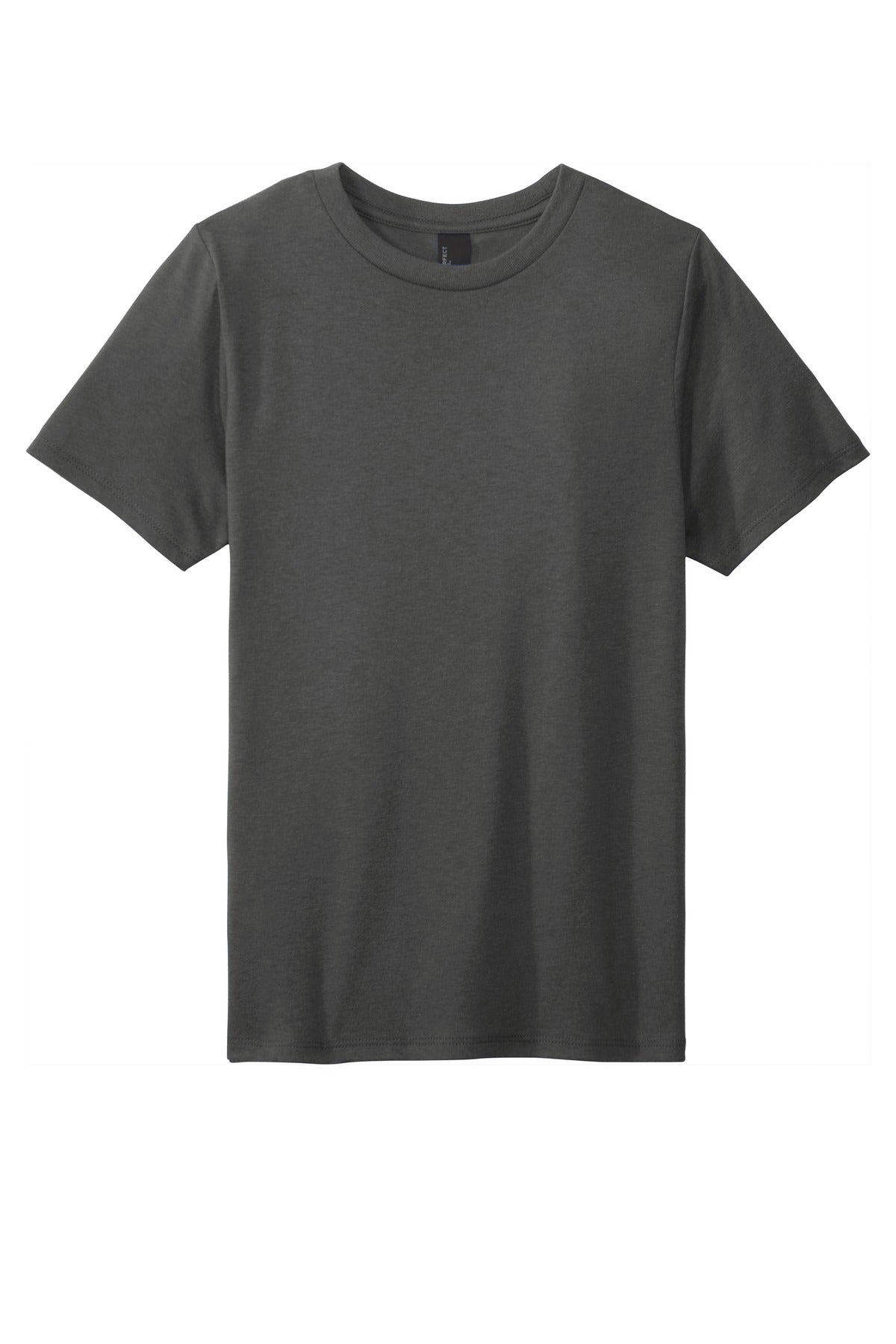 Front View of Charcoal District Youth Perfect Tri Tee. DT130Y