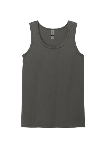 Front View of Charcoal Gildan Softstyle Tank Top 64200