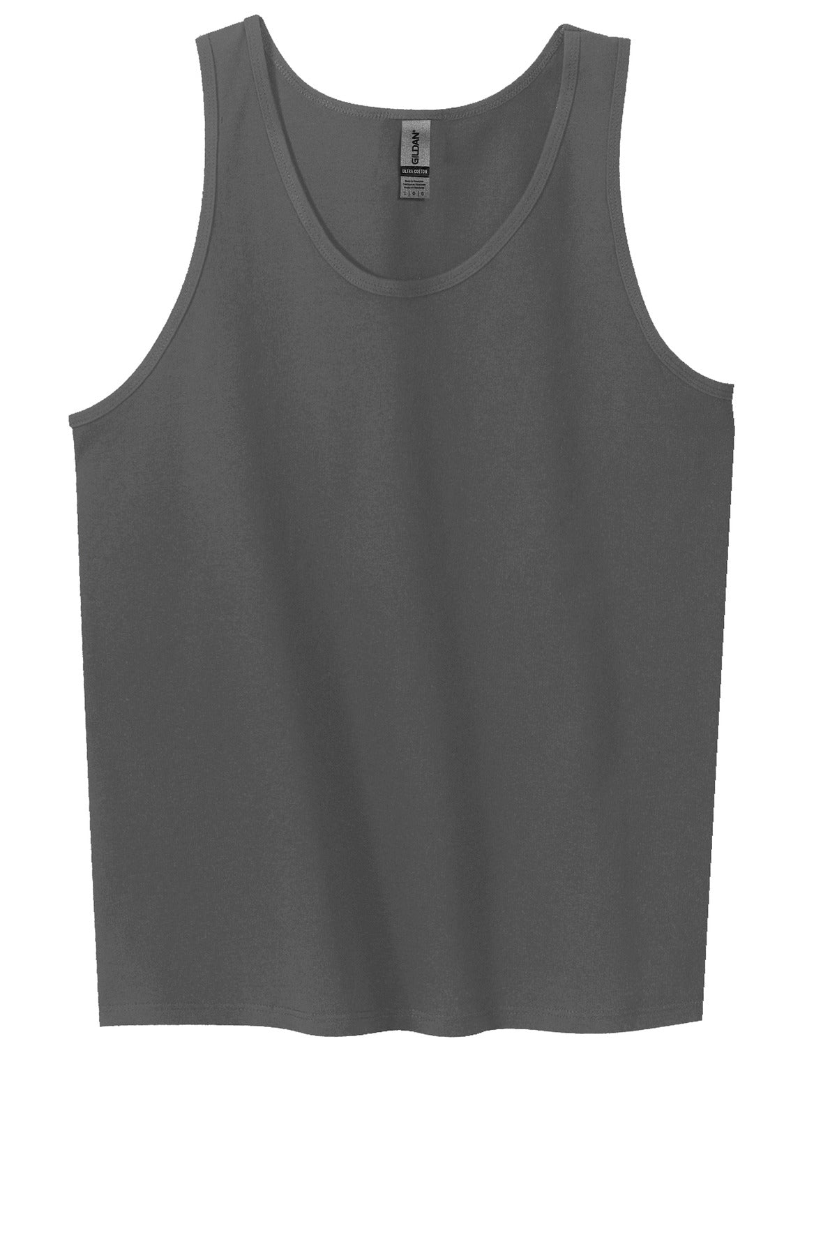 Front View of Charcoal Gildan - Ultra Cotton 100% US Cotton Tank Top. 2200