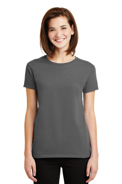 Front View of Charcoal Gildan Women's Ultra Cotton 100% US Cotton T-Shirt. 2000L