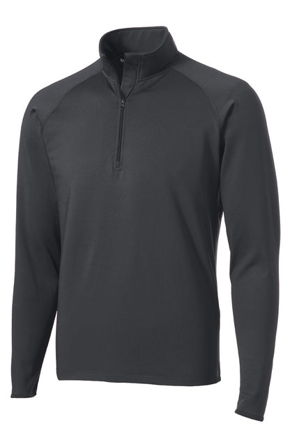 Front View of Charcoal Grey Sport-Tek Sport-Wick Stretch 1/4-Zip Pullover. ST850