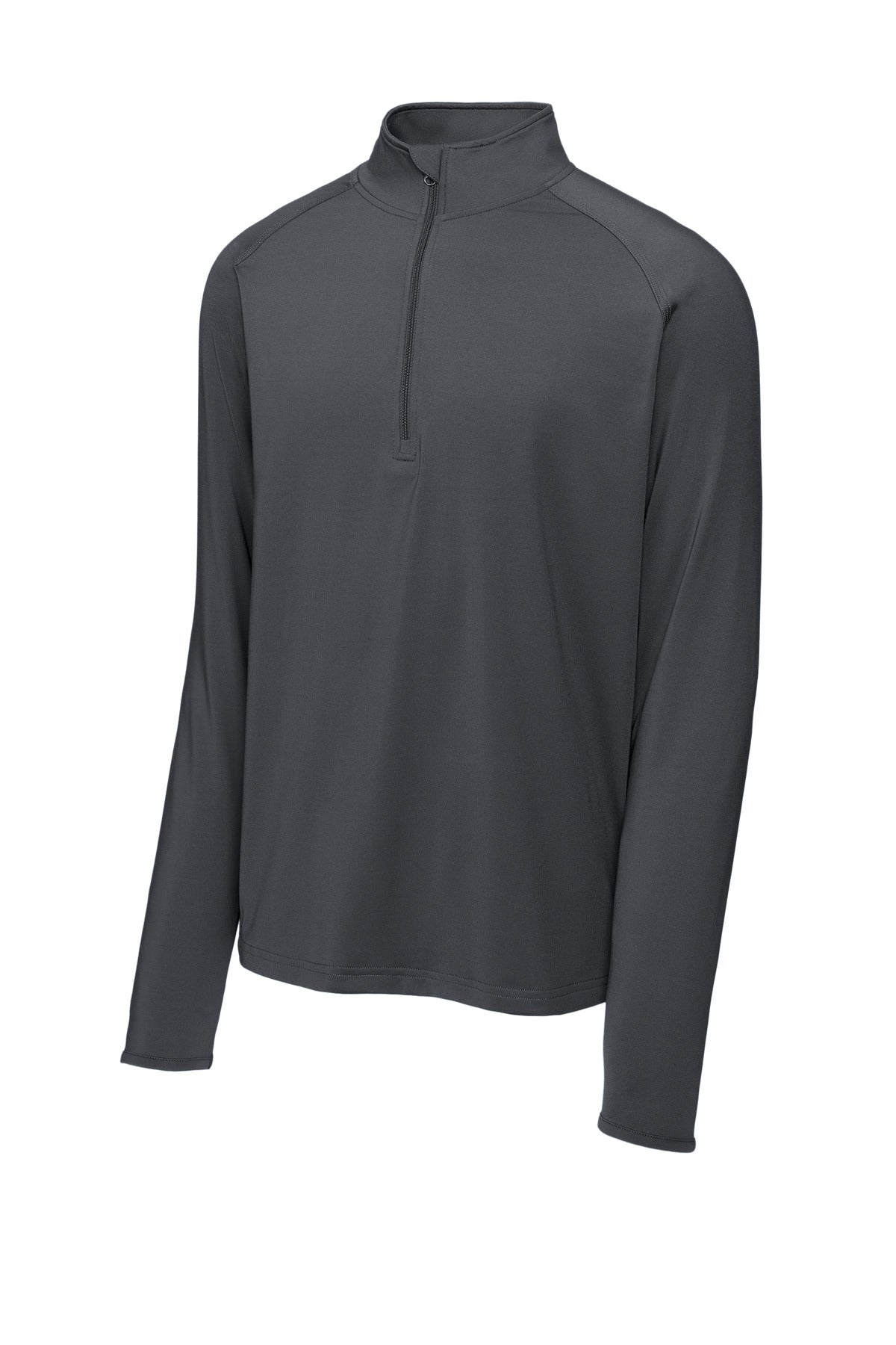 Front View of Charcoal Grey Sport-Tek Sport-Wick Stretch 1/4-Zip Pullover. ST850