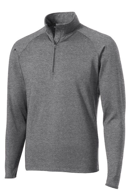 Front View of Charcoal Gy He Sport-Tek Sport-Wick Stretch 1/4-Zip Pullover. ST850