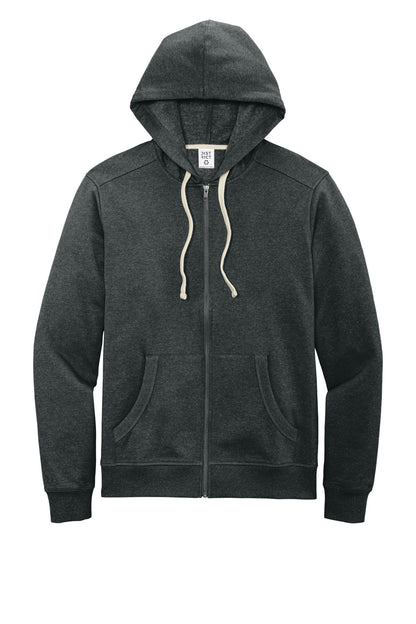 Front View of Charcoal Hthr District Re-Fleece Full-Zip Hoodie DT8102