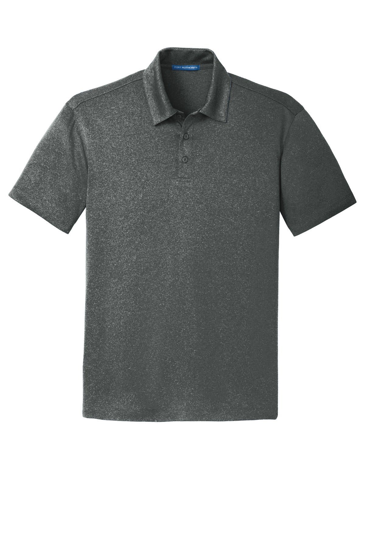 Front View of Charcoal Hthr Port Authority Trace Heather Polo. K576