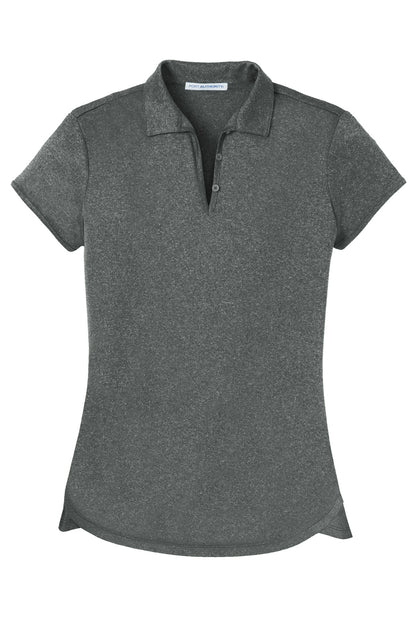Front View of Charcoal Hthr Port Authority Women's Trace Heather Polo. L576