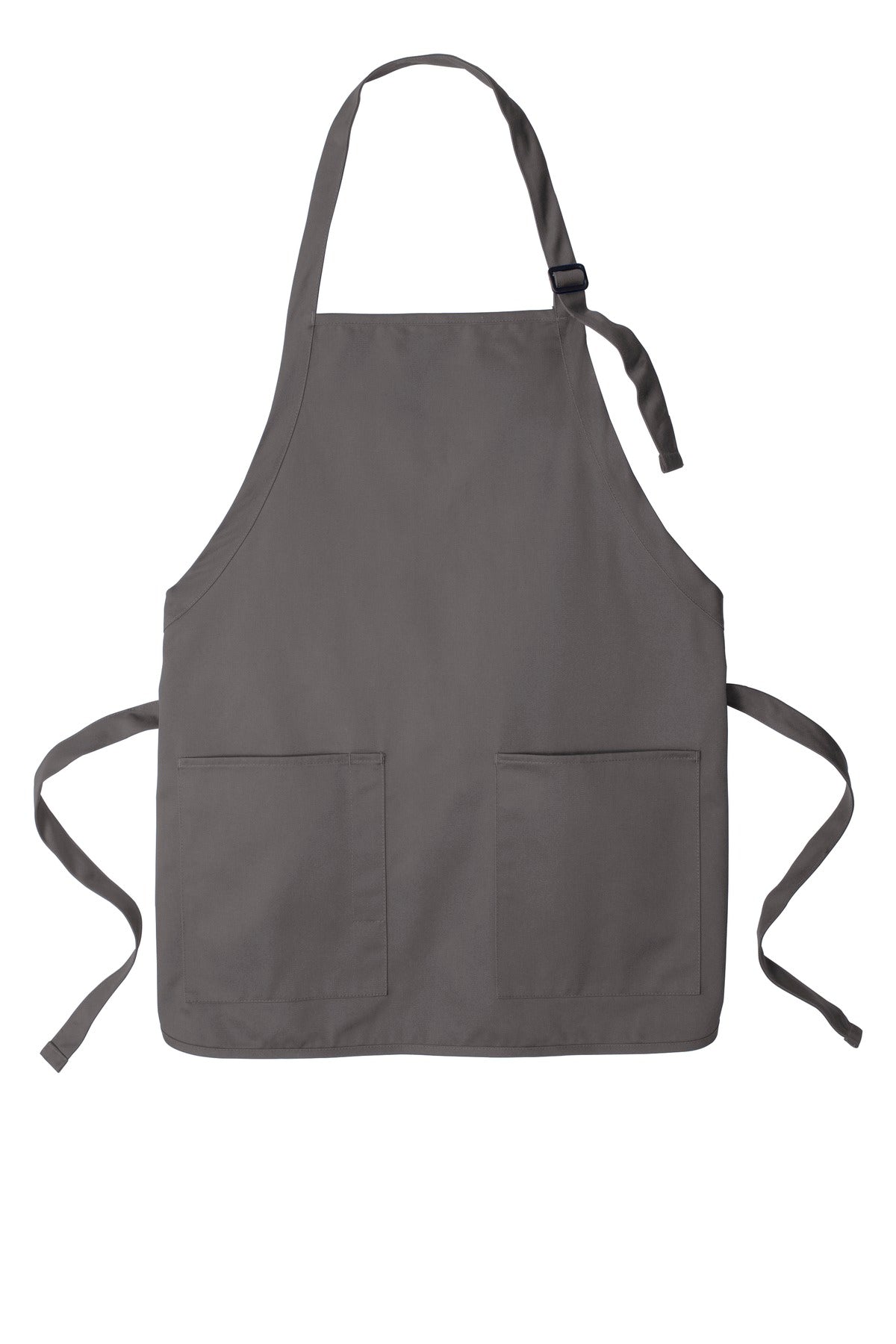 Front View of Charcoal Port Authority Medium-Length Two-Pocket Bib Apron. A601