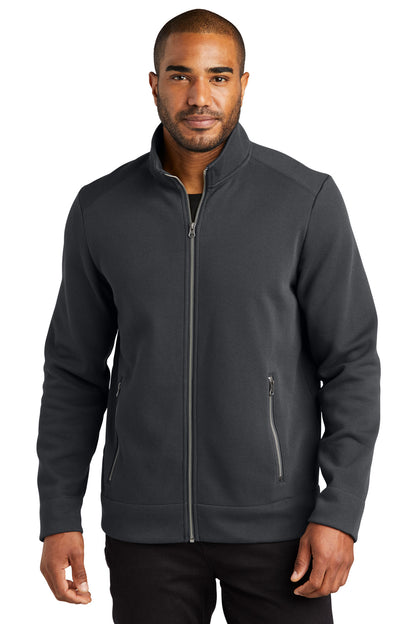 Front View of Charcoal Port Authority Network Fleece Jacket F422