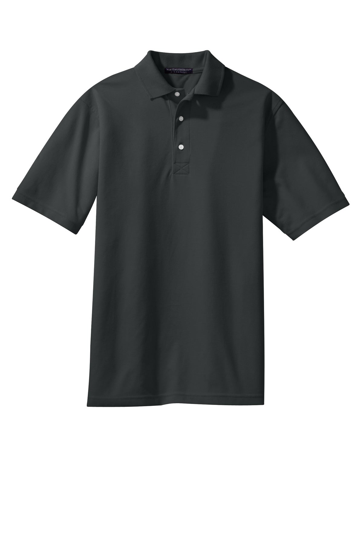 Front View of Charcoal Port Authority Tall Rapid Dry Polo. TLK455