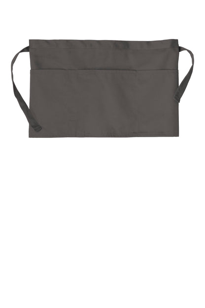 Front View of Charcoal Port Authority Three-Pocket Waist Apron. A602