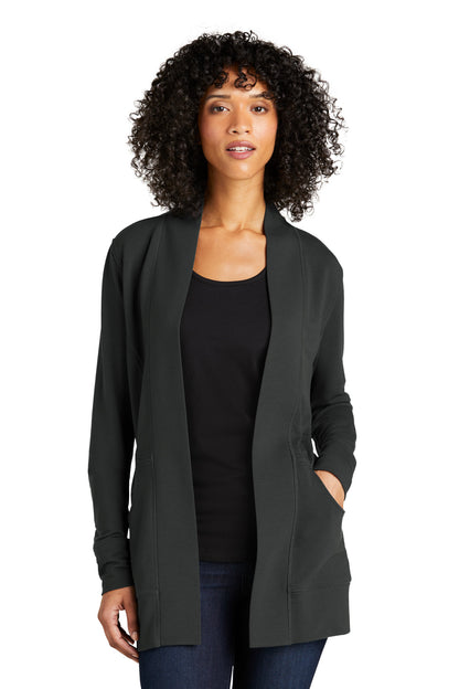 Front View of Charcoal Port Authority Women's Microterry Cardigan LK825