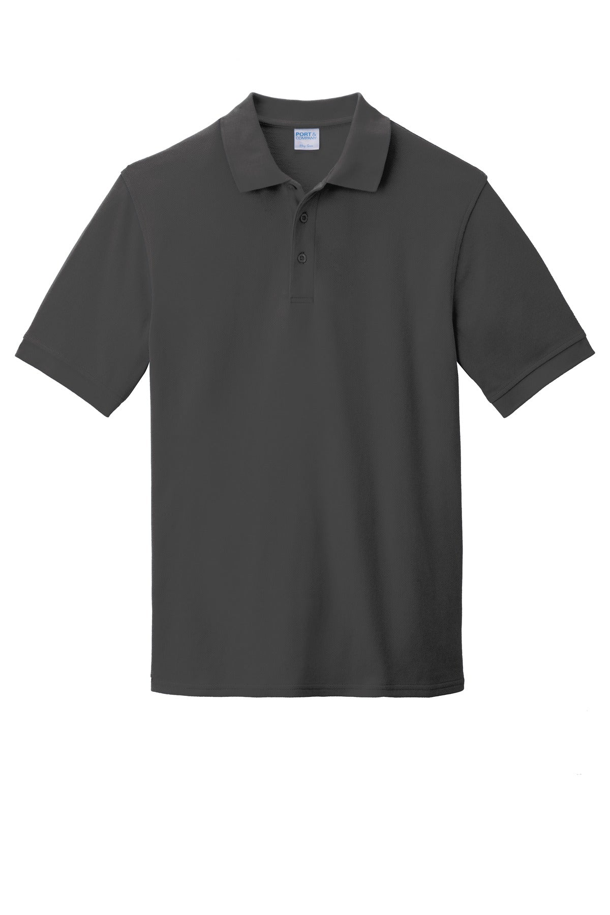 Front View of Charcoal Port & Company Combed Ring Spun Pique Polo. KP1500