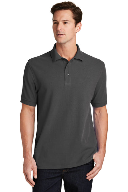 Front View of Charcoal Port & Company Combed Ring Spun Pique Polo. KP1500