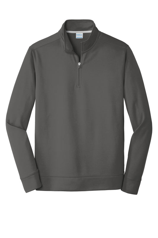 Front View of Charcoal Port & Company Performance Fleece 1/4-Zip Pullover Sweatshirt. PC590Q