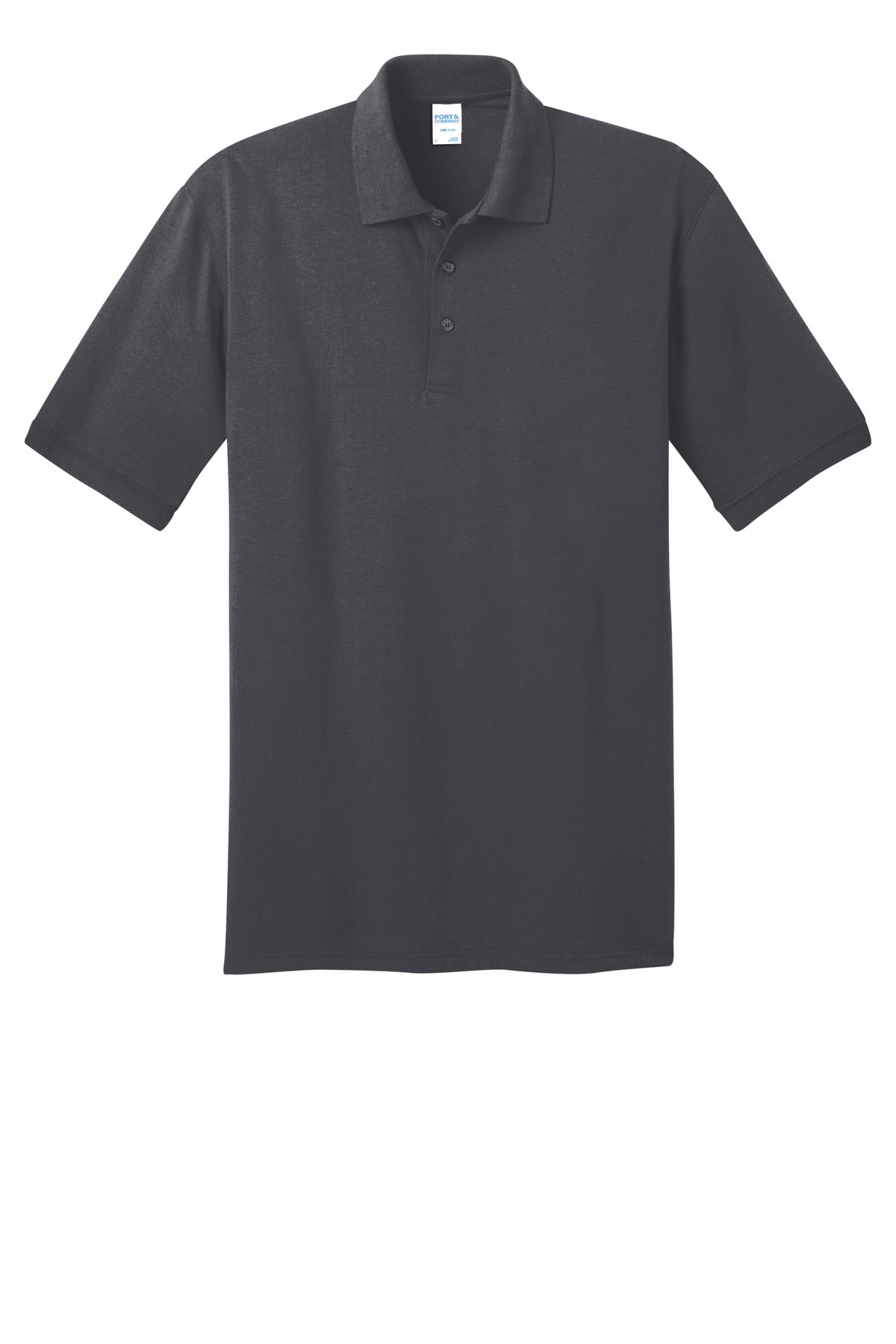 Front View of Charcoal Port & Company Tall Core Blend Jersey Knit Polo. KP55T