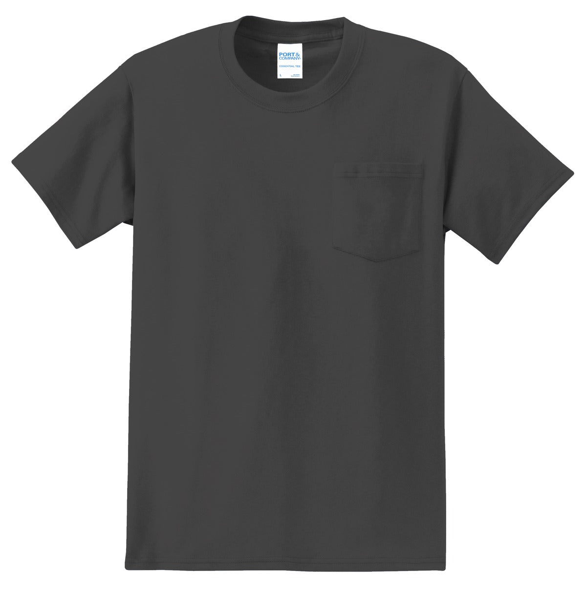 Front View of Charcoal Port & Company - Tall Essential Pocket Tee. PC61PT