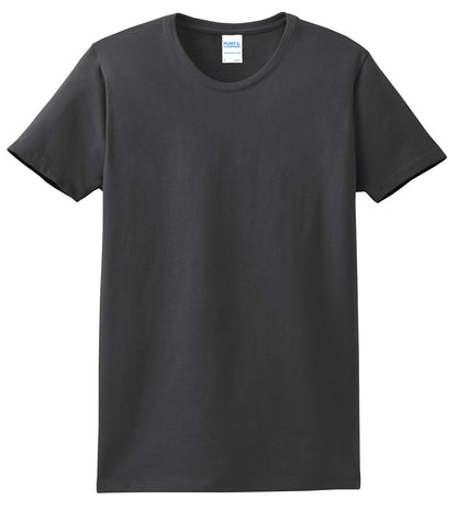 Front View of Charcoal Port & Company Women's Essential Tee. LPC61