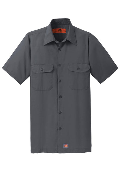 Front View of Charcoal Red Kap Short Sleeve Solid Ripstop Shirt. SY60