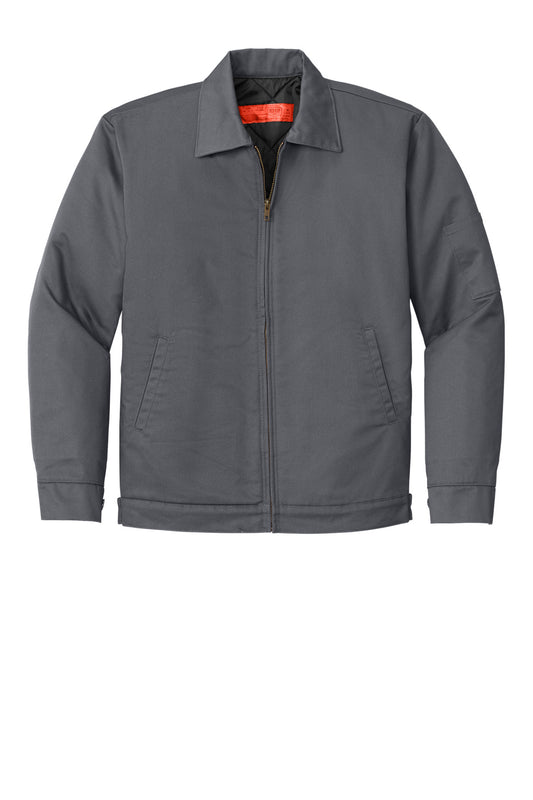 Front View of Charcoal Red Kap Slash Pocket Jacket. CSJT22